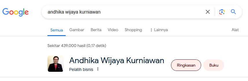 Verifikasi Google tentang Andhika Wijaya Kurniawan