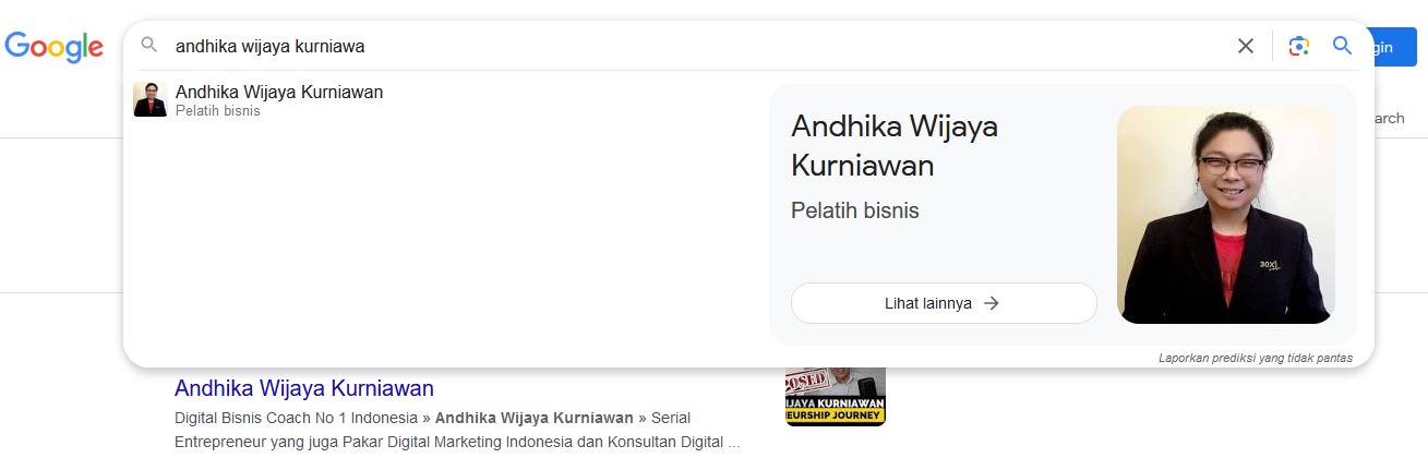 Verifikasi Google tentang Andhika Wijaya Kurniawan